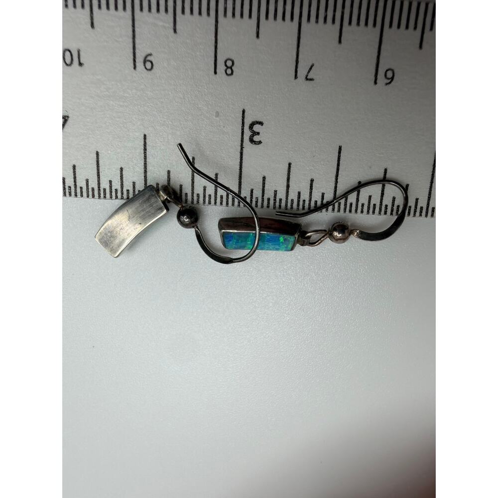 E. LUNAS 950 Sterling Silver blue Opal Inlay Bracelet and Earrings Set - Picture 5 of 9